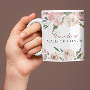 Elegant Anpassningsbar för Rosa Blommigt Maid of Kaffemugg