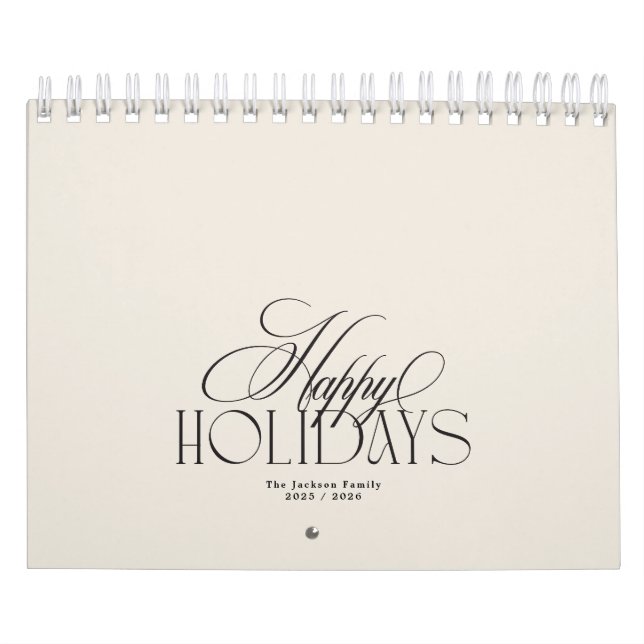 Elegant Anpassningsbar Foto Calligraphy Cream jul Kalender (Omslag)