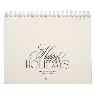 Elegant Anpassningsbar Foto Calligraphy Cream jul Kalender
