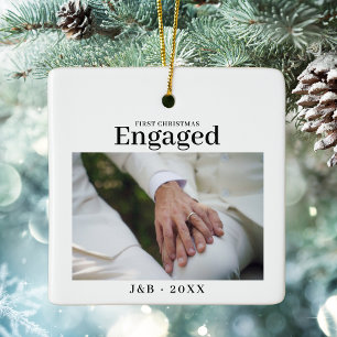 Elegant Anpassningsbar Foto Första jultomten Engag Julgransprydnad Keramik
