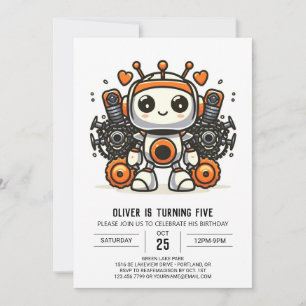 Elegant Anpassningsbar Gears Robot Birthday Inbjudningar