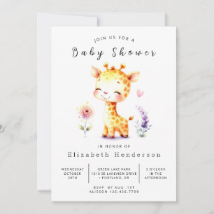 Elegant Anpassningsbar Giraffe Baby Shower Inbjudningar