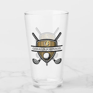 Elegant Anpassningsbar Golf Monogram Design Glaskopp