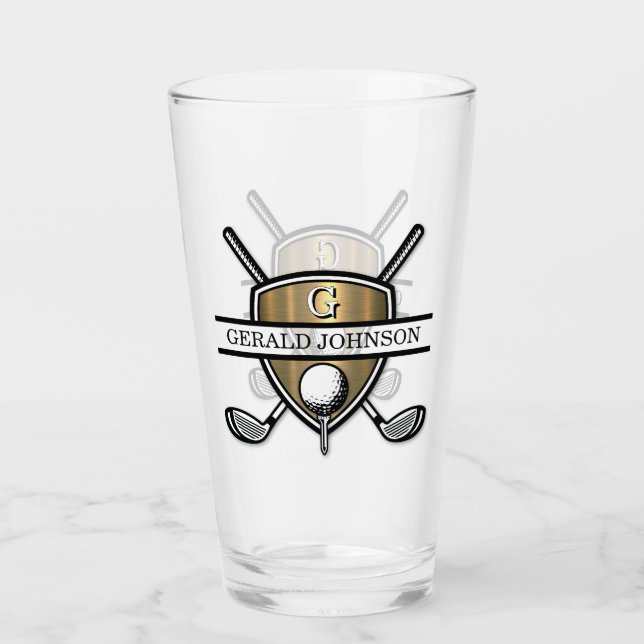 Elegant Anpassningsbar Golf Monogram Design Glaskopp (Framsida)