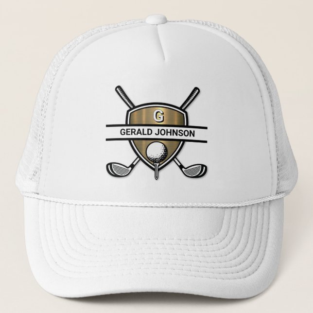 Elegant Anpassningsbar Golf Monogram Design Keps (Framsida)