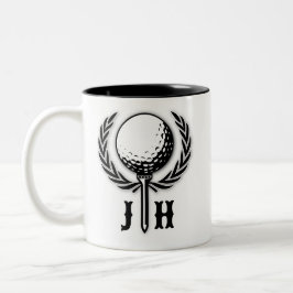 Elegant Anpassningsbar Golf Monogram Design Två-Tonad Mugg