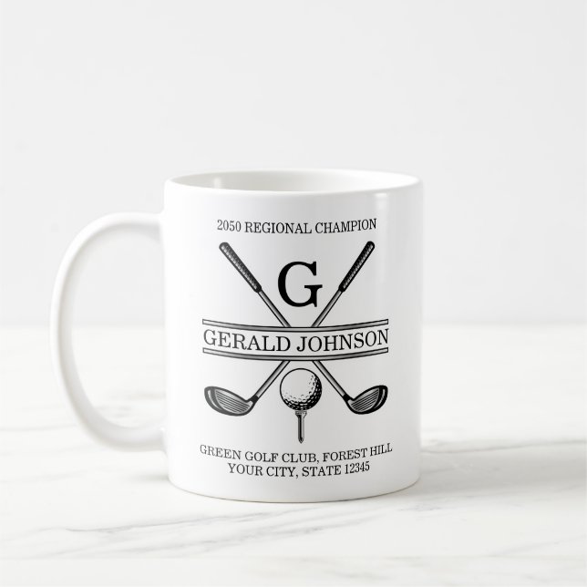 Elegant Anpassningsbar Golf Monogram Kaffemugg (Vänster)