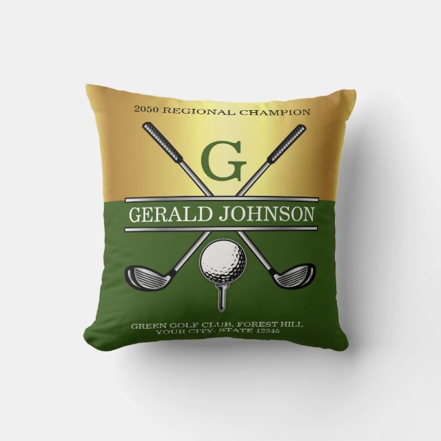 Elegant Anpassningsbar Golf Monogram Kudde (Framsida)