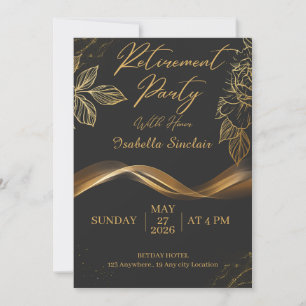 Elegant anpassningsbar gul blomsterpensionärsfest inbjudningar