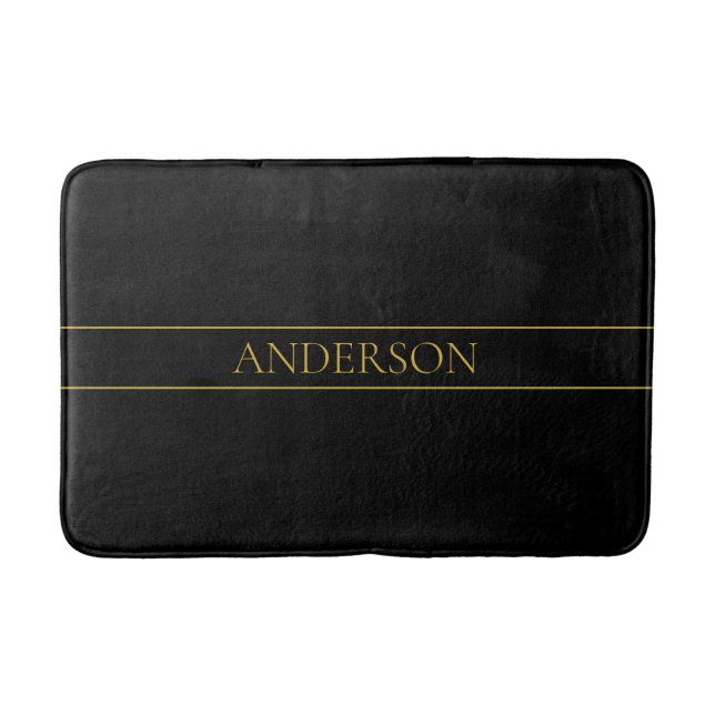 Elegant anpassningsbar gul text och linjer badrumsmatta (Framsidan)