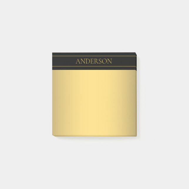 Elegant Anpassningsbar Guldtext & Linjer Post-it Block (Framsida)