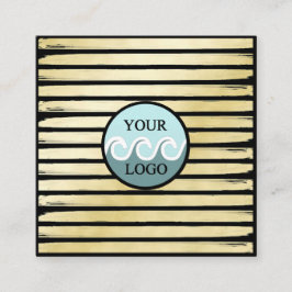 Elegant anpassningsbar logotyp svart guld-folie s fyrkantigt visitkort