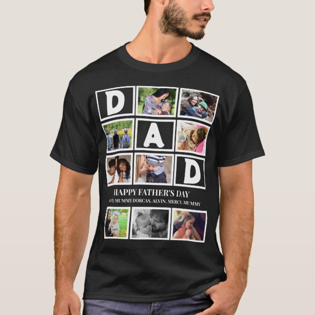 Elegant Anpassningsbar Lycklig Fars dag 9 Fotokoll T Shirt (Framsida)