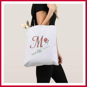 Elegant Anpassningsbar Monogram Blommigt Heart Nam Tygkasse