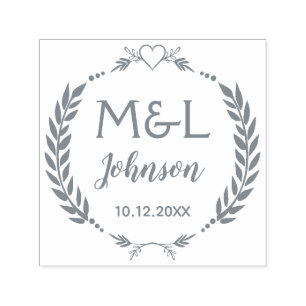 Elegant Anpassningsbar Monogram Bröllop Self Inkin Självfärgande Stämpel