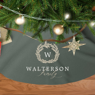 Elegant Anpassningsbar Monogram Garland WAN-familj Julgransmatta Borstad Polyester