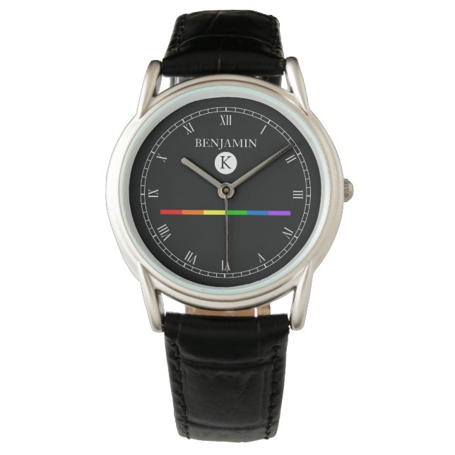 Elegant Anpassningsbar Monogram Gay LGBT Watch Armbandsur (Framsida)