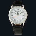 Elegant Anpassningsbar Monogram Gay LGBT Watch Armbandsur<br><div class="desc">Ett svart och vitt elegant med ett hbt-regnbåge i rand med en plats för din presentmottagares namn och ett första monogram för efternamn. En underbar gåva till alla som är homosexuella,  lesbiskar eller stolta medlemmar av HBT-gruppen.</div>