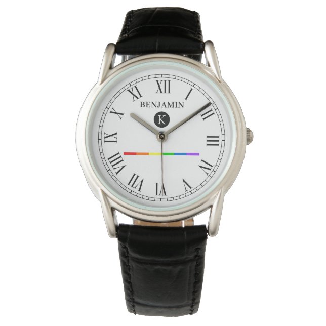 Elegant Anpassningsbar Monogram Gay LGBT Watch Armbandsur (Framsida)