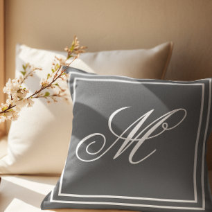 Elegant Anpassningsbar Monogram Grått Throw Kudde