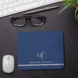 Elegant Anpassningsbar Monogram marin blå marin Si Musmatta
