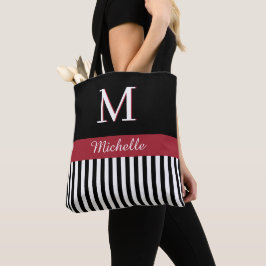 Elegant Anpassningsbar Monogram Namn Black White R Tygkasse