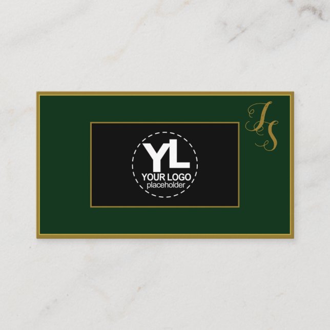 Elegant Anpassningsbar Monogram och Logotyp Mörk g Visitkort (Framsida)