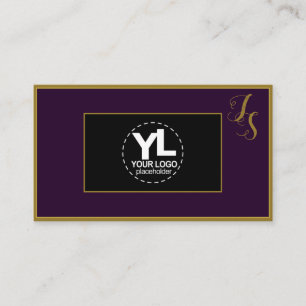 Elegant Anpassningsbar Monogram och Logotyp Mörk  Visitkort