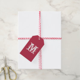 Elegant Anpassningsbar Monogram Red and White Presentetikett
