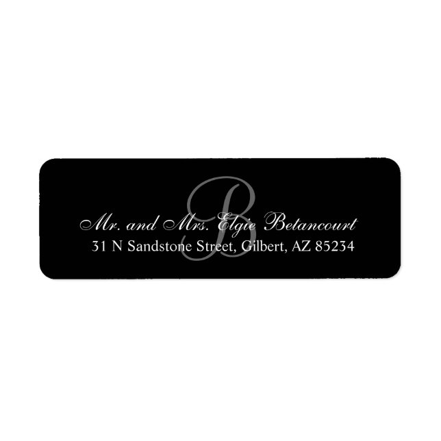 Elegant Anpassningsbar Monogram-Returetiketter Returadress Etikett (Framsidan)