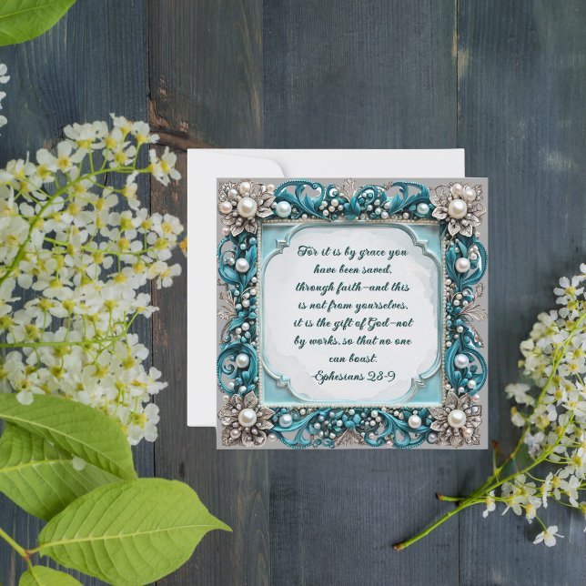 Elegant Anpassningsbar Nedladdningsbar Pärlram Julkort (Skapare uppladdad)