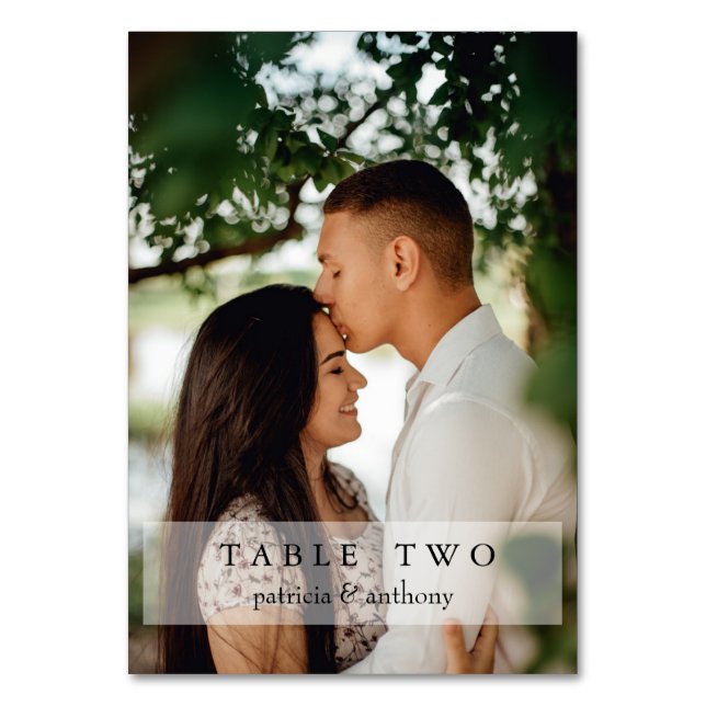 Elegant Anpassningsbar par Photo Bröllop Bordsnumm Bordsnummer (Framsidan)