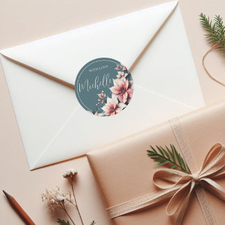 Elegant Anpassningsbar Pastell Färg Blommor  Runt Klistermärke