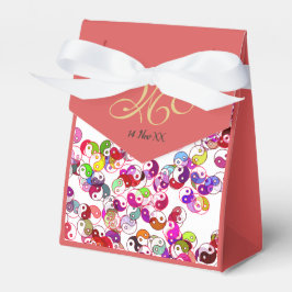 Elegant Anpassningsbar Peach Monogram Guld Yin Yan Presentaskar