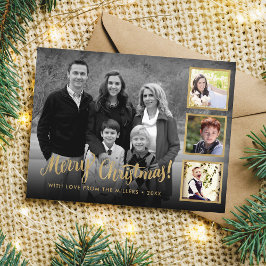 Elegant Anpassningsbar Photo Collage Guld God jul Helg Vykort