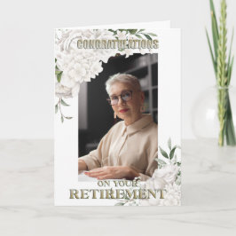 Elegant Anpassningsbar Photo White Blommigt Pensio Kort