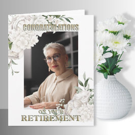 Elegant Anpassningsbar Photo White Blommigt Pensio Kort