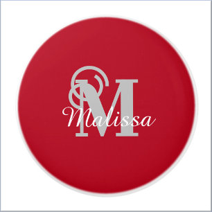 Elegant Anpassningsbar Red Initial och Namn Knopp