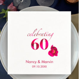 Elegant Anpassningsbar Röd ros Blommigt 60-årsdage Pappersservett