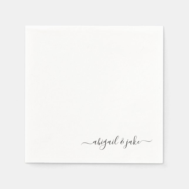 Elegant Anpassningsbar Skript par Namn Bröllop Nap Pappersservett (Framsidan)