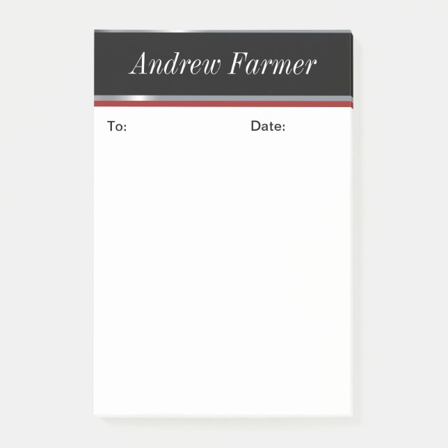 Elegant Anpassningsbar, Svart och Silver Post it N Post-it Block (Framsida)