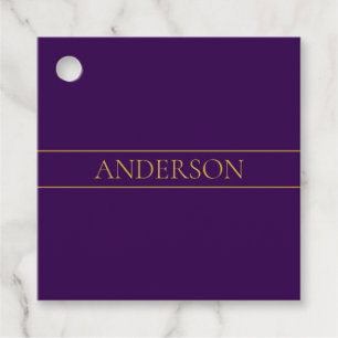 Elegant Anpassningsbar Text Guld & Djup Lila Gåvor Etiketter