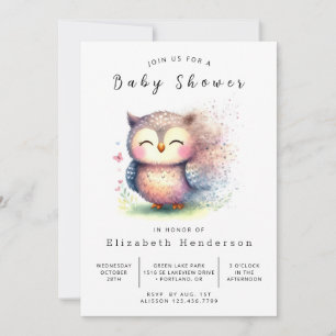 Elegant Anpassningsbar Uggla Baby Shower Inbjudningar