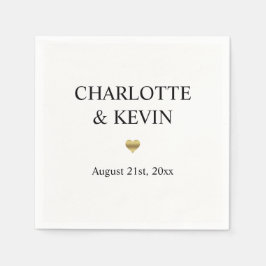 Elegant Anpassningsbar White Guld Färg Heart Bröll Pappersservett