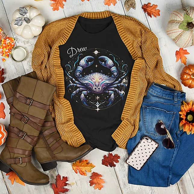 Elegant Anpassningsbarna Watercolor Cancer Zodiac T Shirt (Skapare uppladdad)