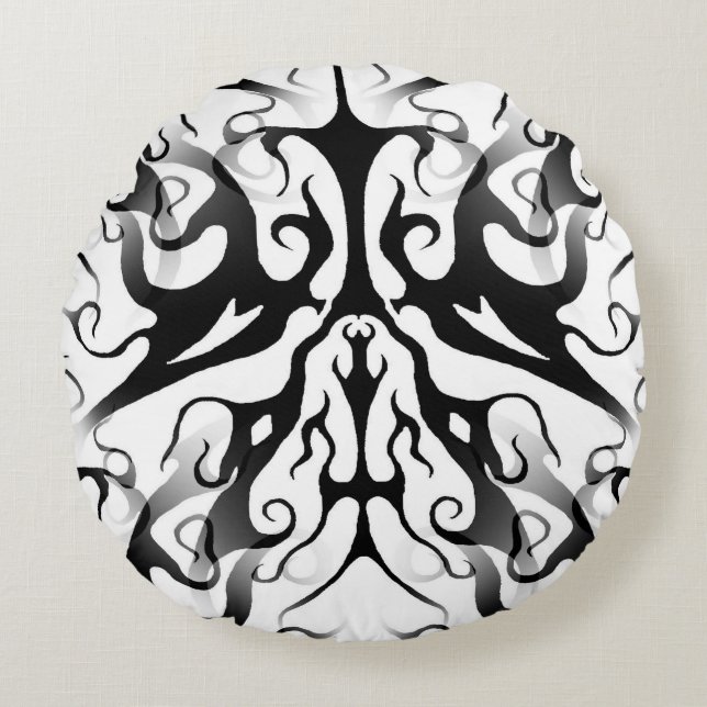 Elegant Ansikte i eldnings- och flamskyddsdesign Rund Kudde (Framsidan)