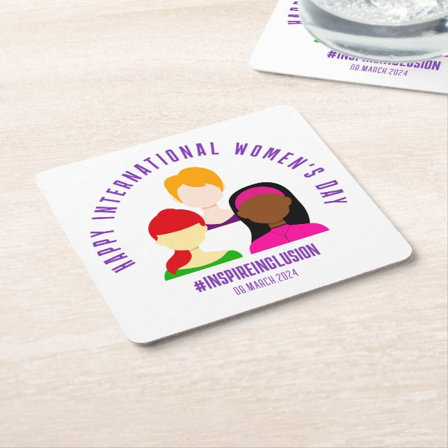 Elegant Ansikte Internationell Kvinnodagen den 8 m Underlägg Papper Kvadrat (Vinklad)