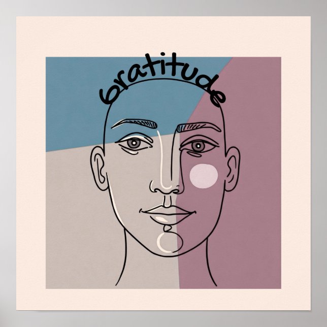 Elegant Ansikte Line Teckning | Contemporary "Grat Poster (Framsidan)