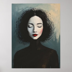 Elegant Ansiktslös Dam Modern Porträtt Poster