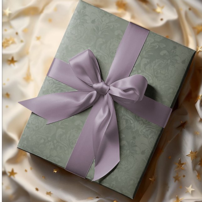 Elegant Antik Damask Mörk Silver Tall  Presentpapper (Subtle silver pine elegance!)